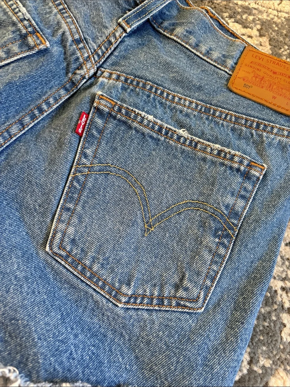 Levi's Women's 501 buttonfly Blue Denim Cutoff Shorts